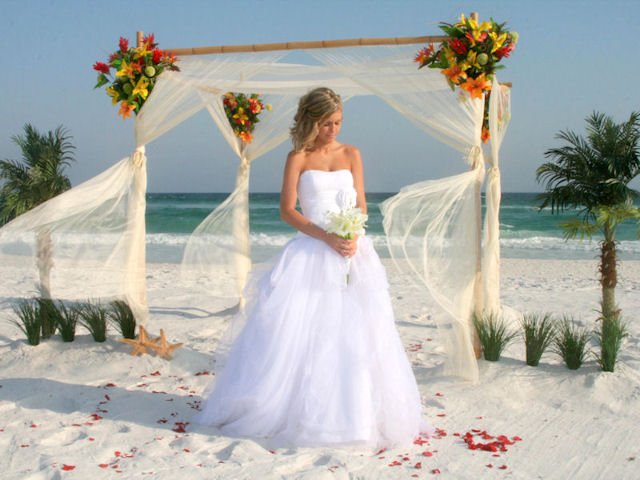 Long Sleeves V Neck Beach Wedding Dress Boho High Slit Backless Bridal –  Okdresses